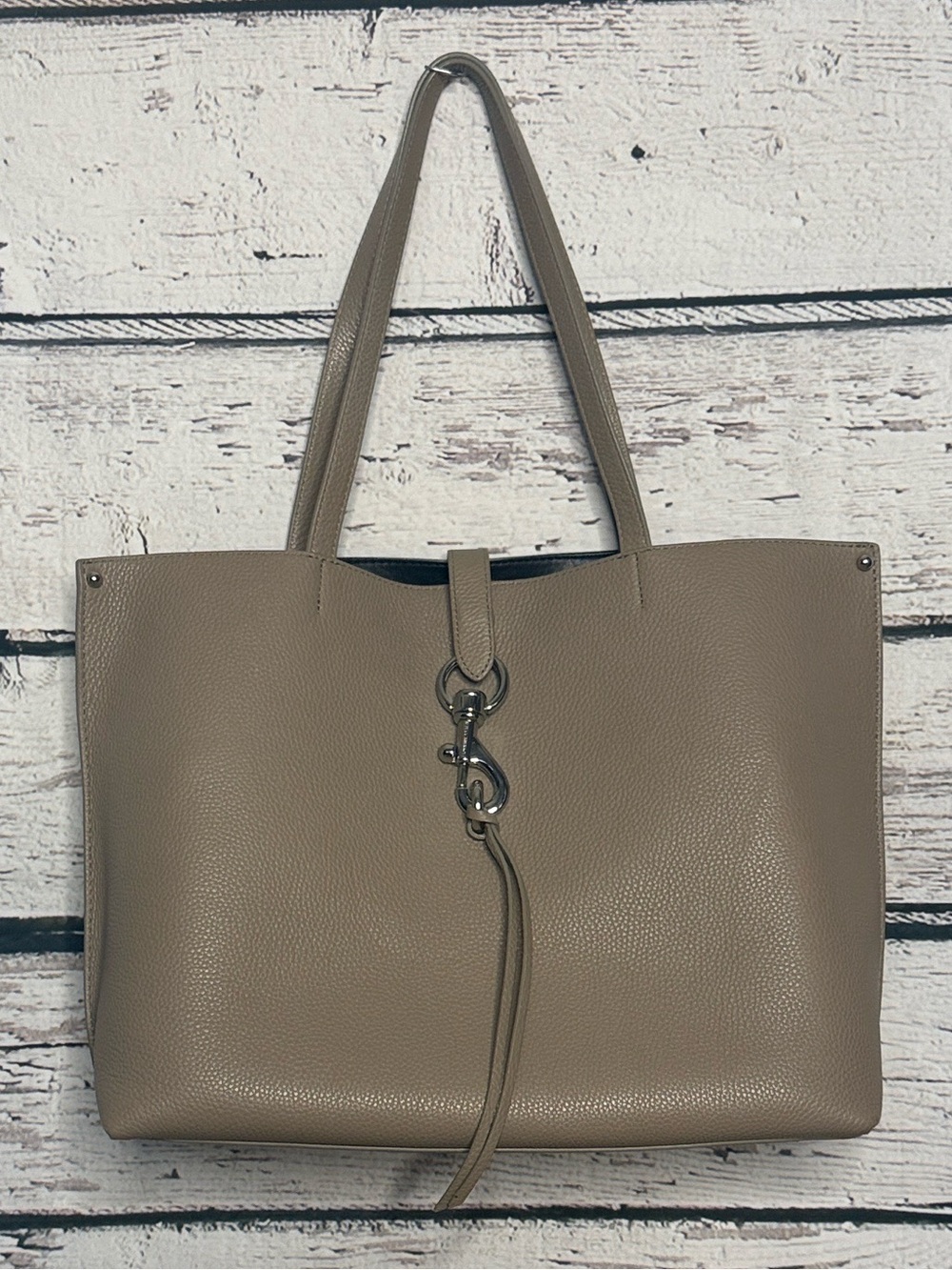 Rebecca Minkoff Megan Neutral Taupe/stone pebble  Leather Tote Shoulder Bag